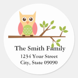 Owl Return Address Lables  (#LABL002) Classic Round Sticker