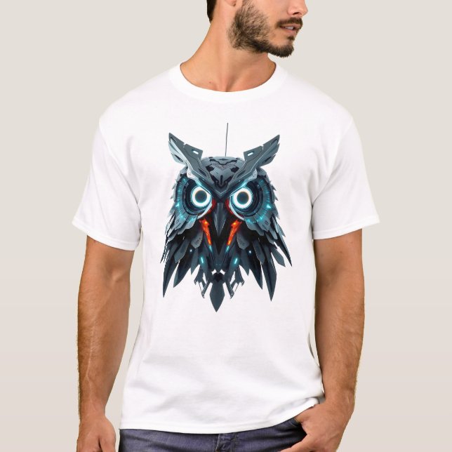 Owl Robot Face Art T-Shirt (Front)