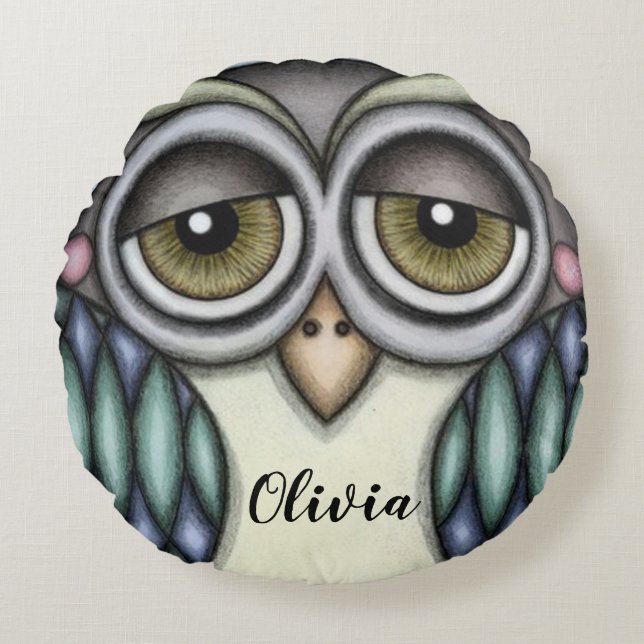 Owl Round Pillow (Front)