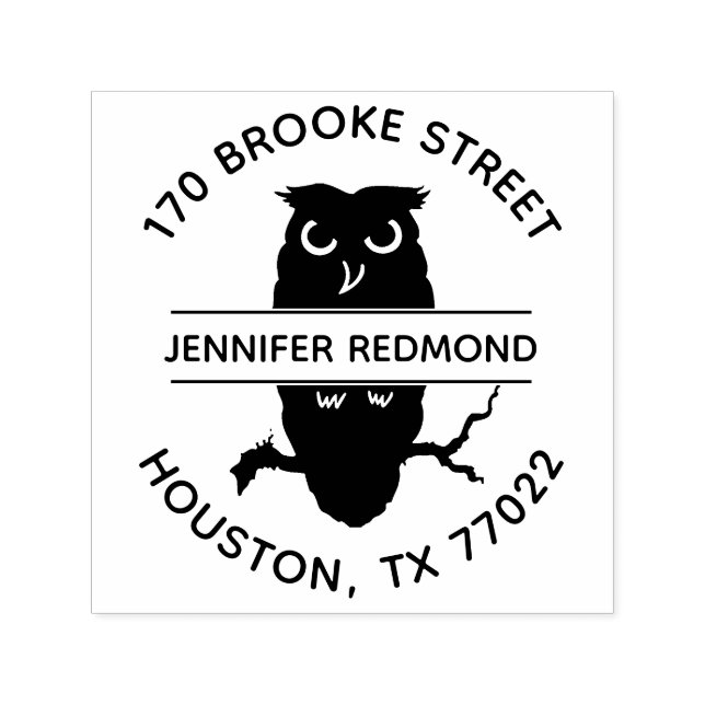 Owl Round Return Address Stamp Self Inking (Design)