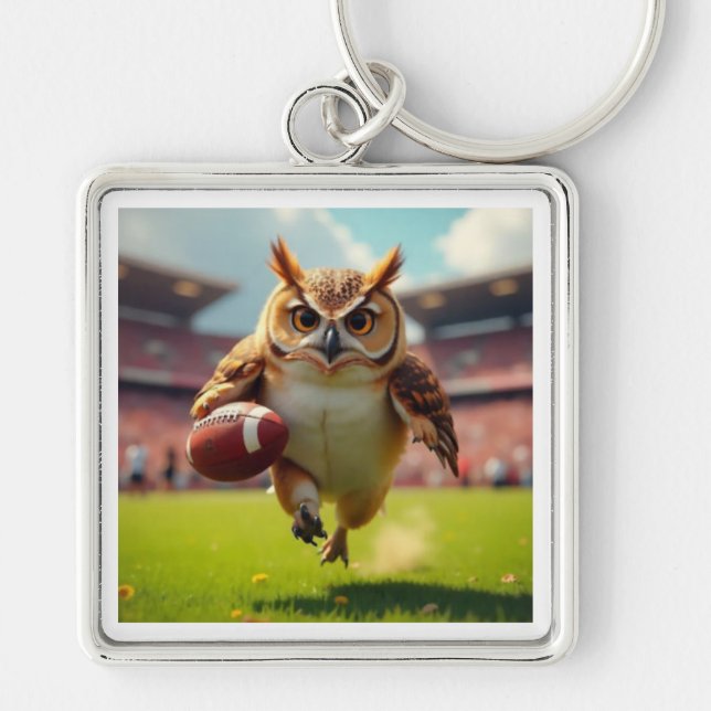 owl rugby player keychain (Front)
