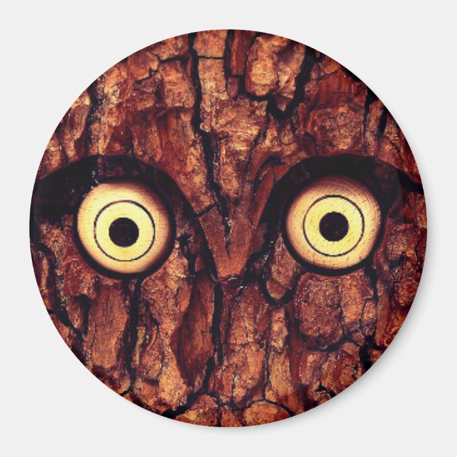 Owl rustic Tree bark brown cute Magnet (Front)