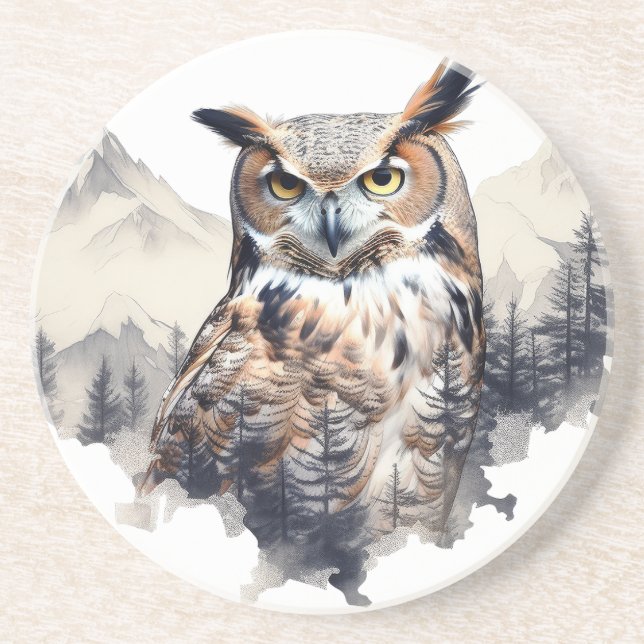 Owl Sandstone Coaster (Front)