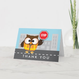 Owl School Crossing Guard Thank You Card