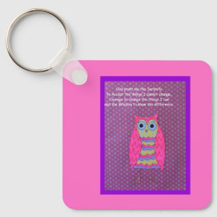 Owl Serenity prayer 2 Card Keychain