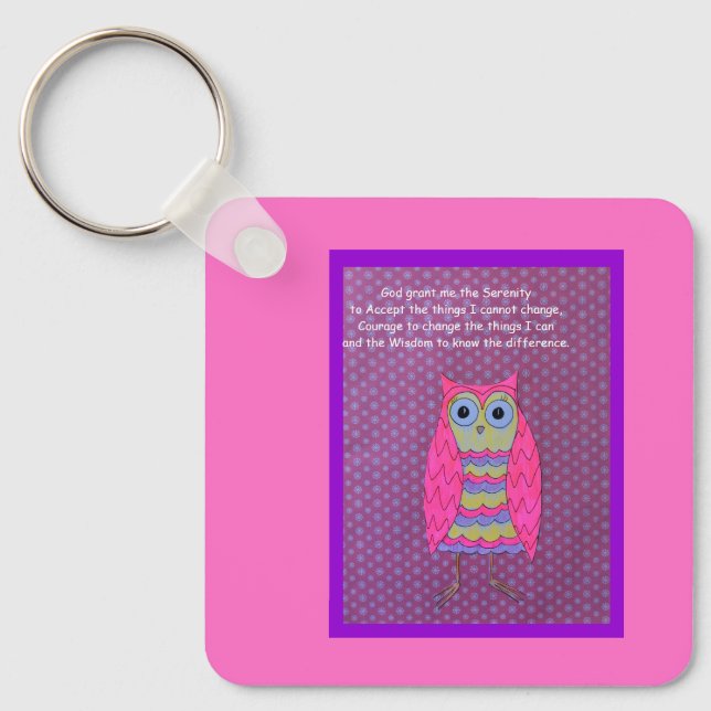 Owl Serenity prayer 2 Card Keychain (Front)