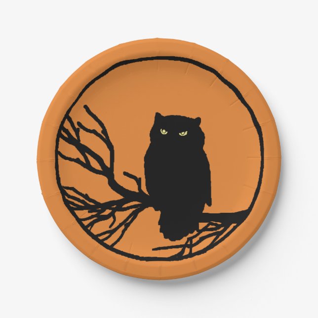 Owl Silhouette Paper Plate (Front)