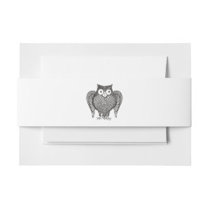 Owl Sketch Cartoon Invitation Belly Band
