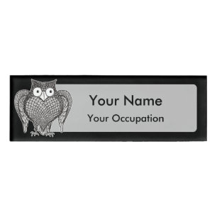 Owl Sketch Cartoon Name Tag