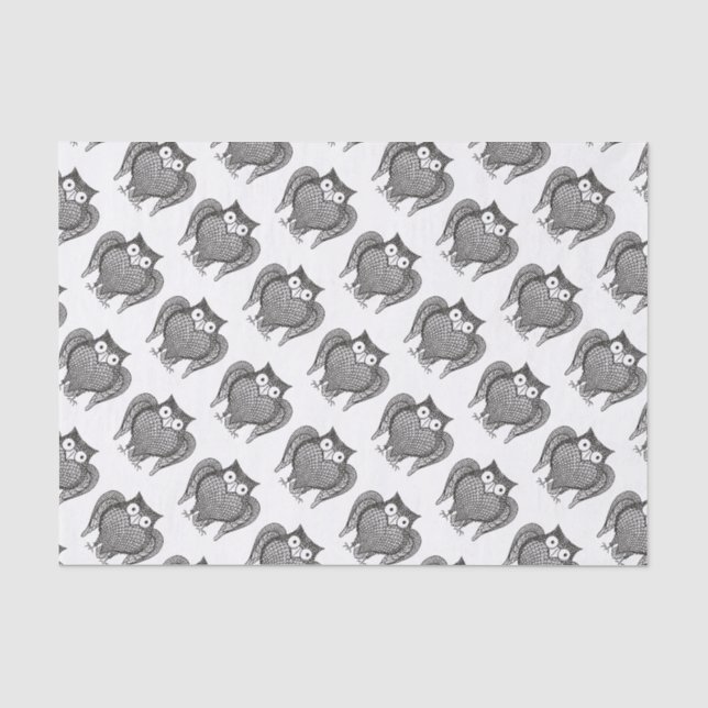 Owl Sketch Pattern Tissue Paper (Front)