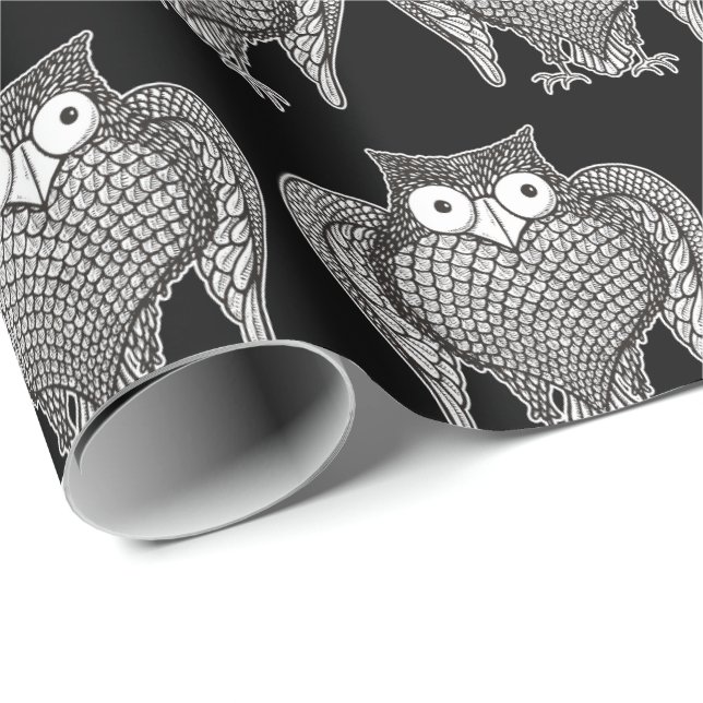 Owl Sketch Pattern Wrapping Paper (Roll Corner)