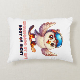 Owl Snowboard Snowboarder Winter Sport Adventure Accent Pillow