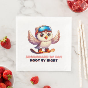Owl Snowboard Snowboarder Winter Sport Adventure Napkin