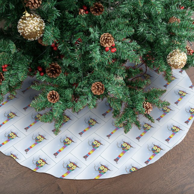 Owl Snowflakes Scarf Hat Cute Brushed Polyester Tree Skirt (Creator Uploaded)
