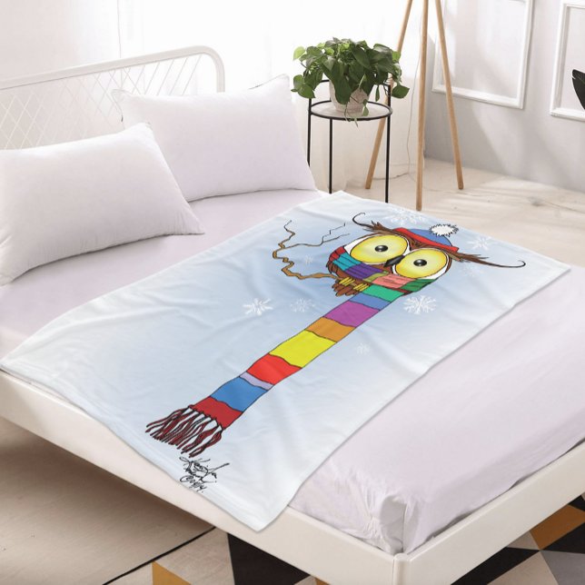 Owl Snowflakes Scarf Hat Cute Fleece Blanket (Creator Uploaded)