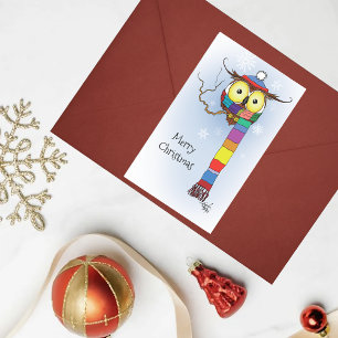 Owl Snowflakes Scarf Hat Cute Sticker