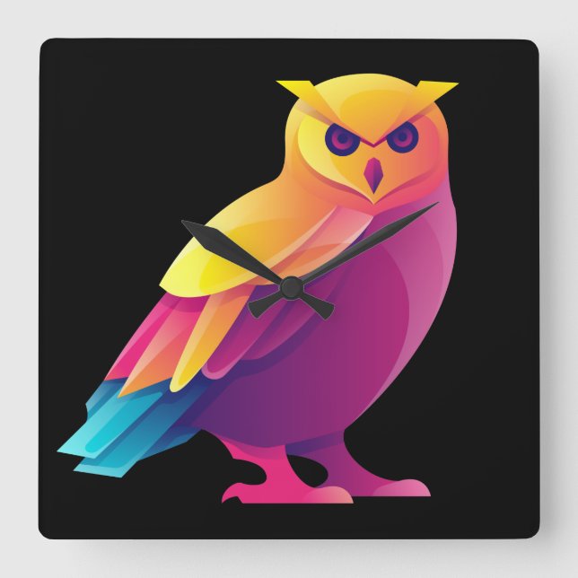 Owl square wall clock (Front)