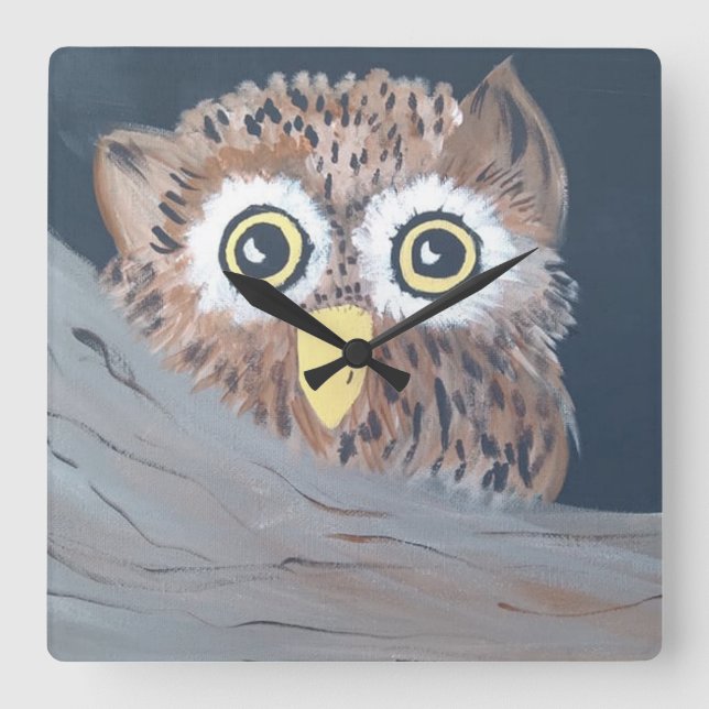owl Square Wall Clock (Front)