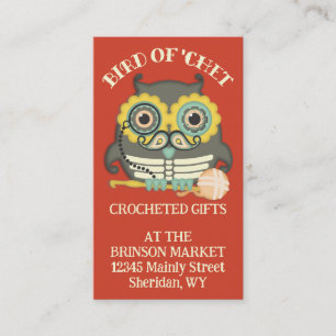 Owl steampunk skeleton moustache crochet hook business card