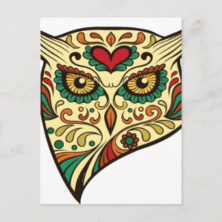 Owl Sugar Skull Postcard