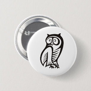 Owl Symbol Black 2 Inch Round Button