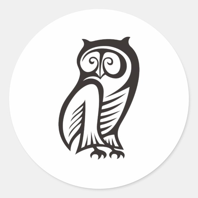 Owl Symbol Black Classic Round Sticker (Front)