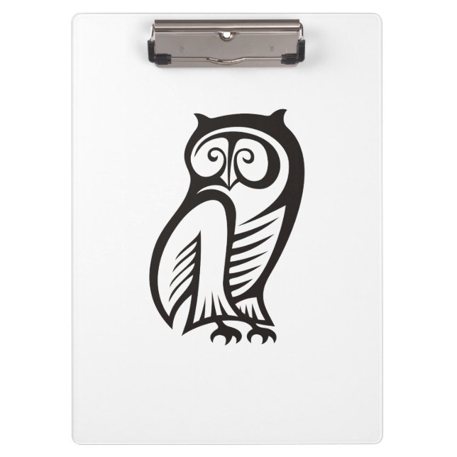 Owl Symbol Black Clipboard (Front)