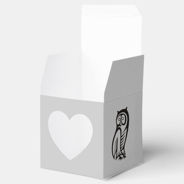 Owl Symbol Black Favor Box (Opened)