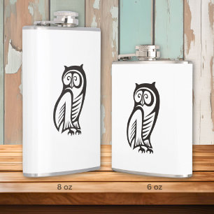 Owl Symbol Black Hip Flask