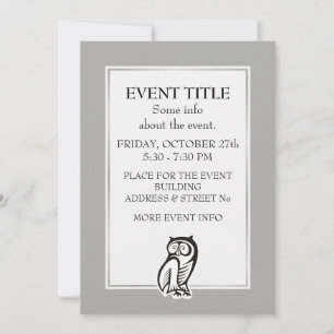 Owl Symbol Black Invitation
