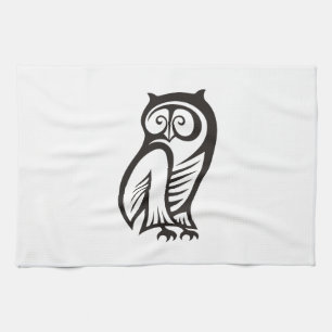 Owl Symbol Black Kitchen Towel