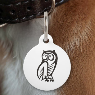 Owl Symbol Black Pet Tag