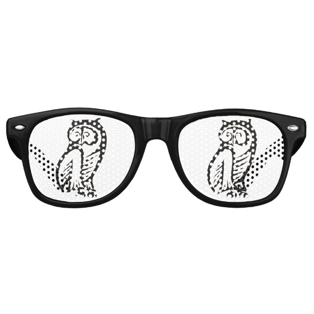 Owl Symbol Black Retro Sunglasses (Front)