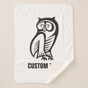 Owl Symbol Black Sherpa Blanket