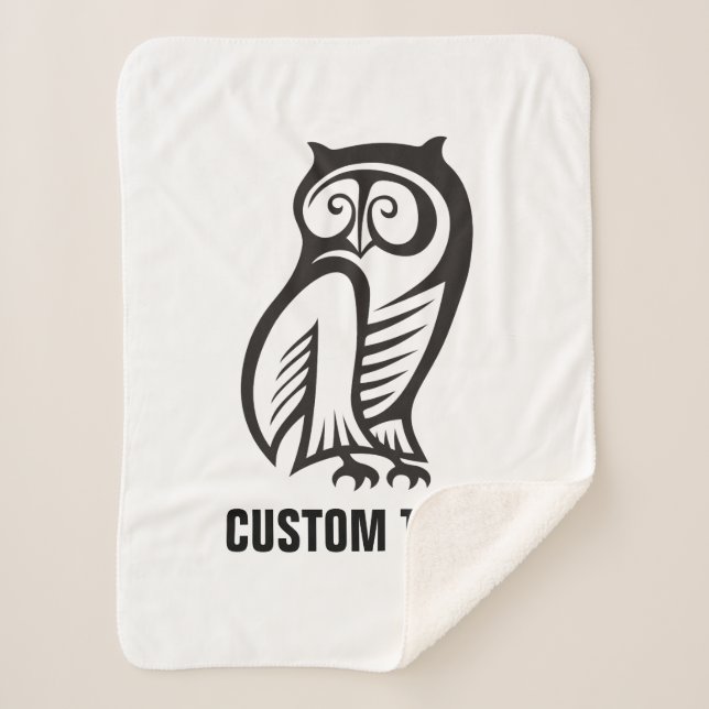 Owl Symbol Black Sherpa Blanket (Front)