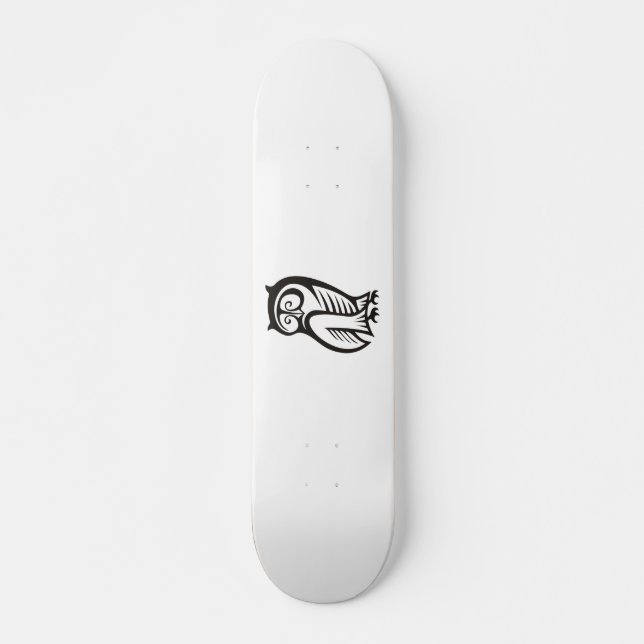 Owl Symbol Black Skateboard (Front)