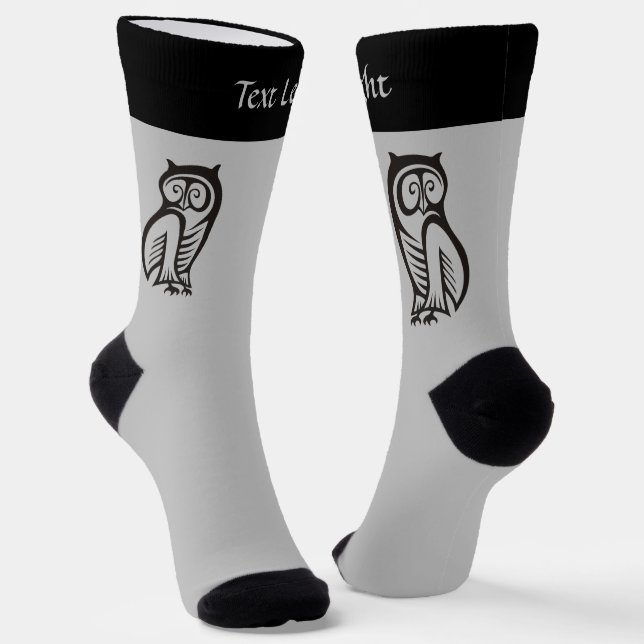 Owl Symbol Black Socks (Angled)