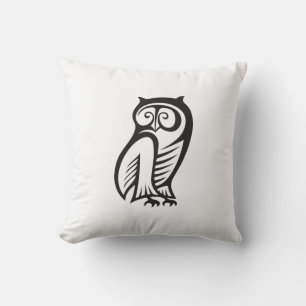 Owl Symbol Black Throw Pillow