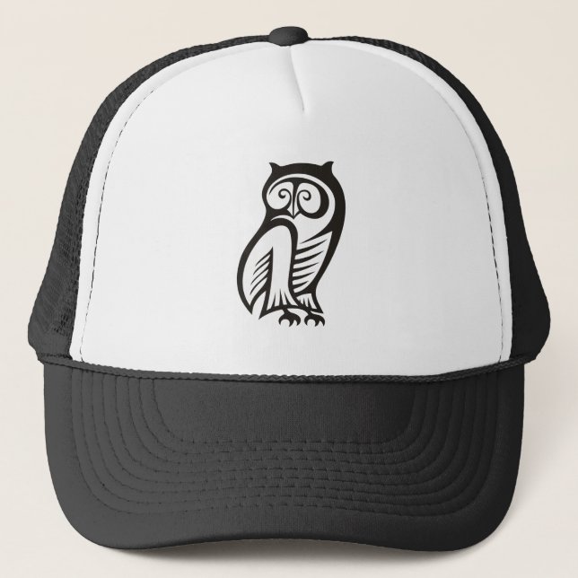 Owl Symbol Black Trucker Hat (Front)