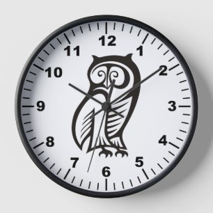 Owl Symbol Black Wall Clock