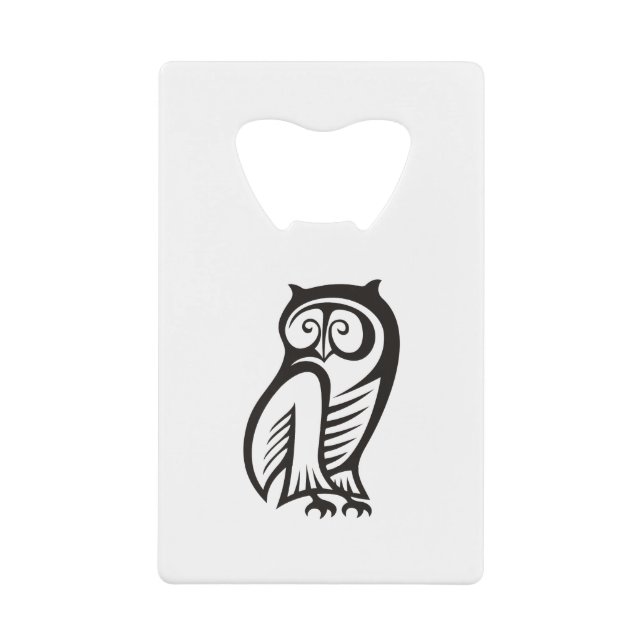 Owl Symbol Black Wallet Bottle Opener (Front)