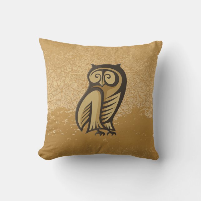 Owl Symbol Colour Throw Pillow (Front)