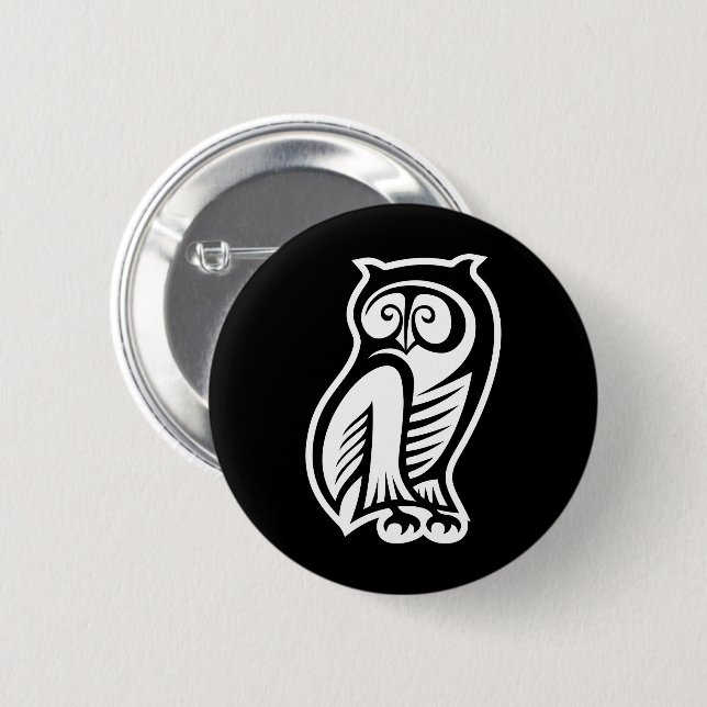 Owl Symbol White 2 Inch Round Button (Front & Back)