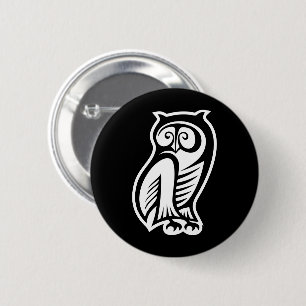 Owl Symbol White 2 Inch Round Button