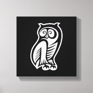 Owl Symbol White Canvas Print