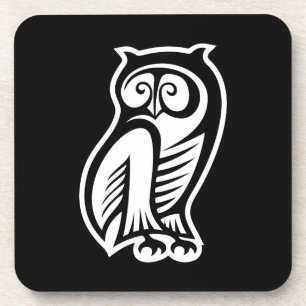 Owl Symbol White Coaster