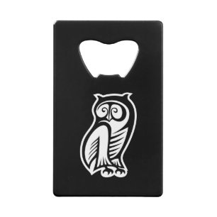 Owl Symbol White Credit Card Bottle Opener