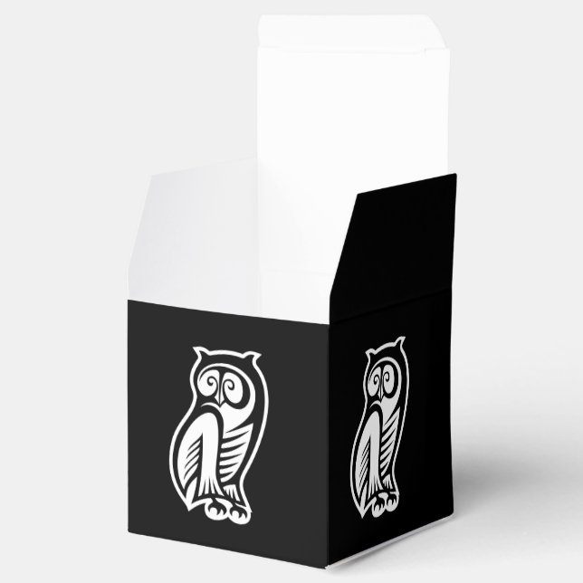 Owl Symbol White Favor Box (Opened)