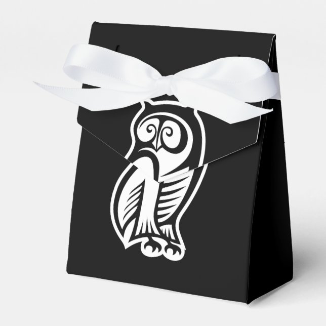 Owl Symbol White Favor Box (Front Side)