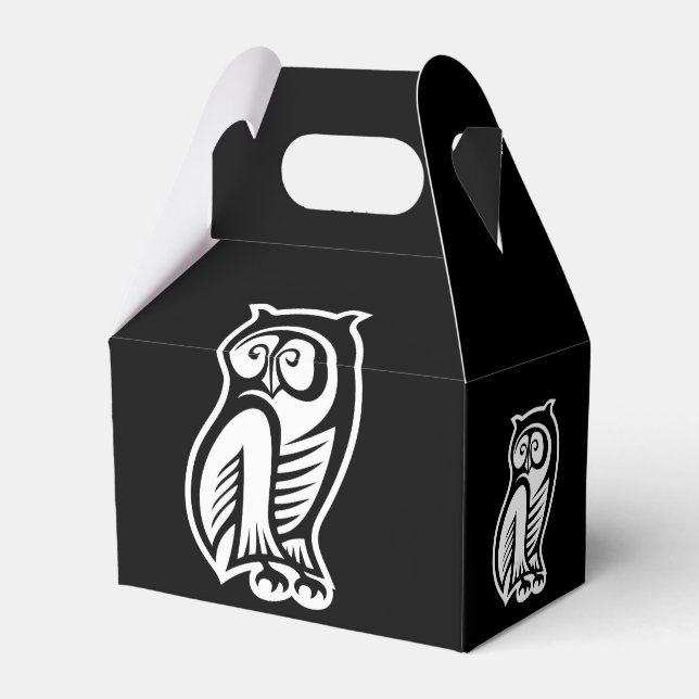Owl Symbol White Favor Box (Front Side)